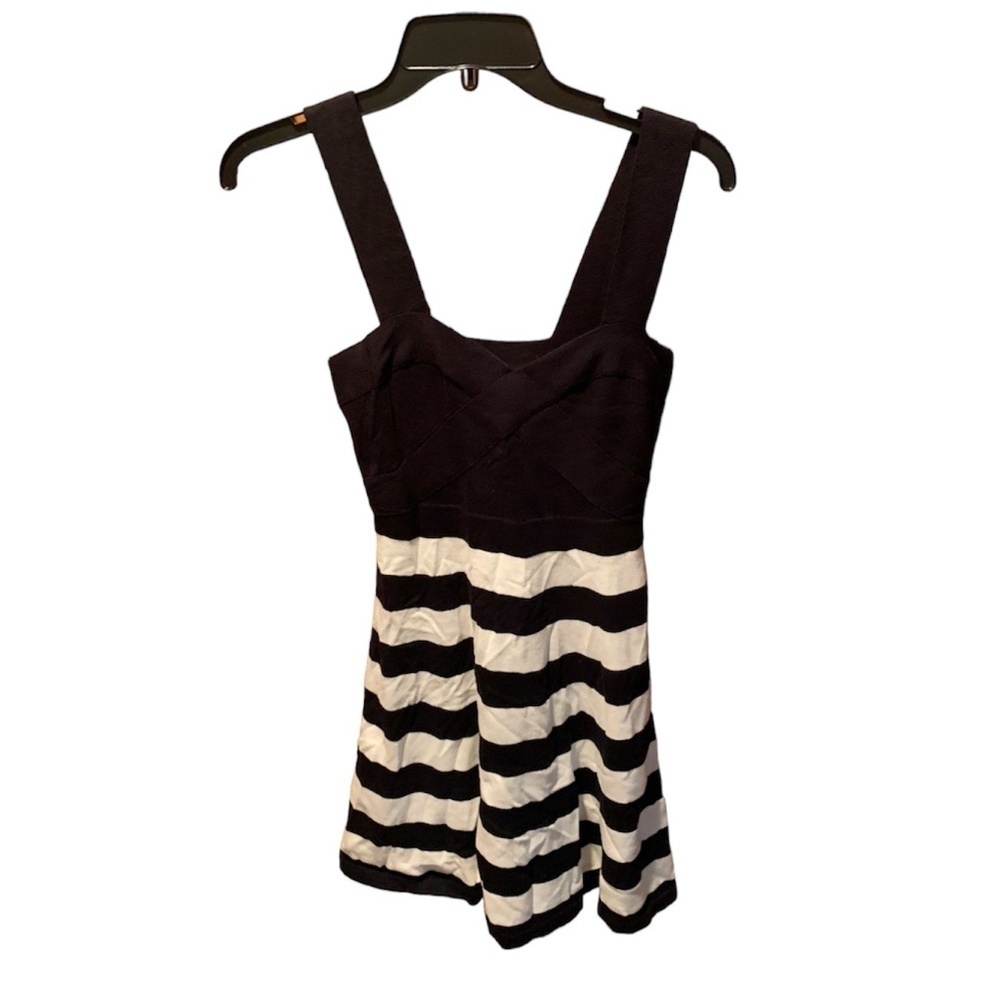 Trina by Trina Turk Envy Striped Sleeveless Sweater Dress Black & White XS